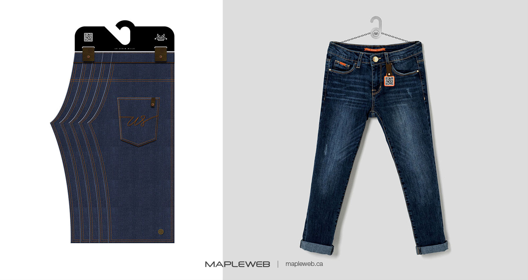 Us Denim Brand design by Mapleweb Displaying Blue Jeans Design